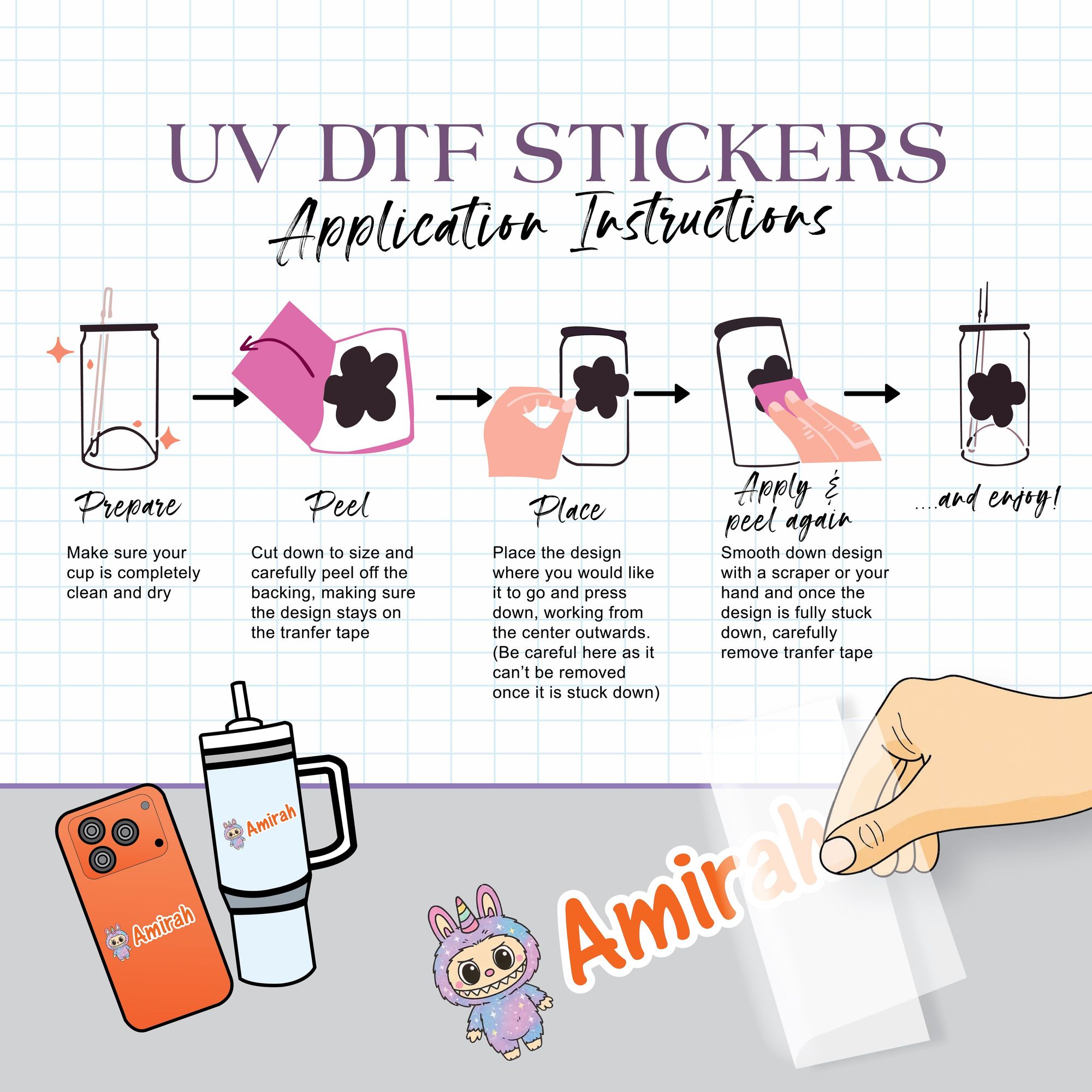 Student UV DTF Name Sticker 6