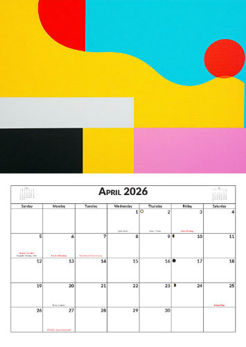 2026 Calendar - A3 Abstract