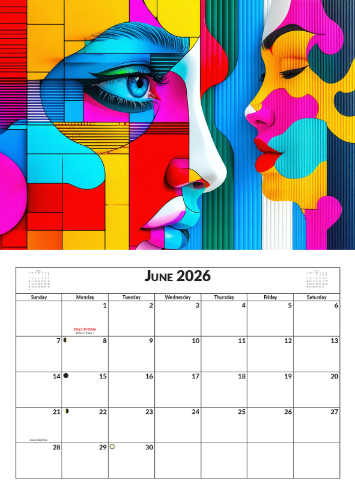 2026 Calendar - A3 Abstract
