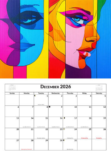 2026 Calendar - A3 Abstract