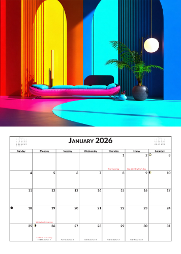 2026 Calendar - A4 Abstract