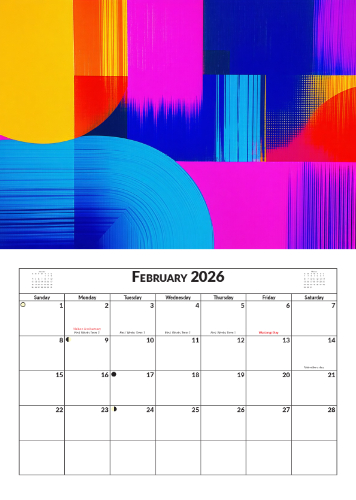 2026 Calendar - A4 Abstract