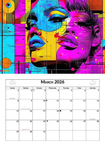 2026 Calendar - A4 Abstract