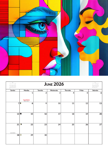 2026 Calendar - A4 Abstract