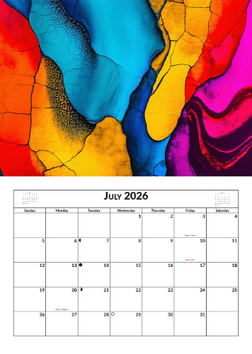 2026 Calendar - A4 Abstract