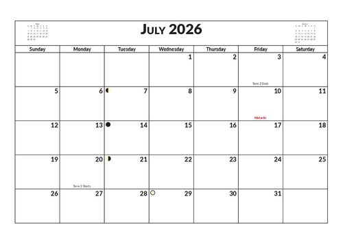 2026 13 Month Calendar A5 NZ Nature