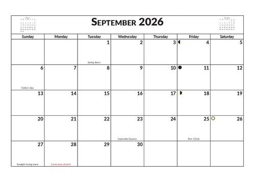 2026 13 Month Calendar A5 NZ Nature