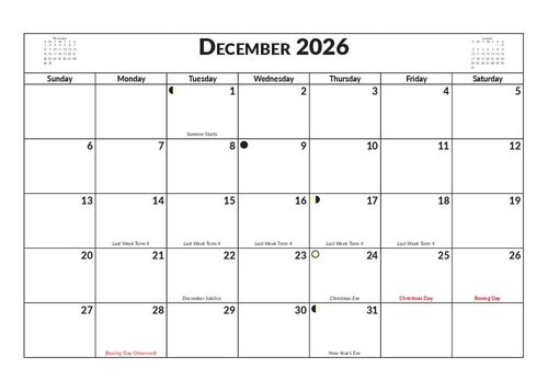 2026 13 Month Calendar A5 NZ Nature