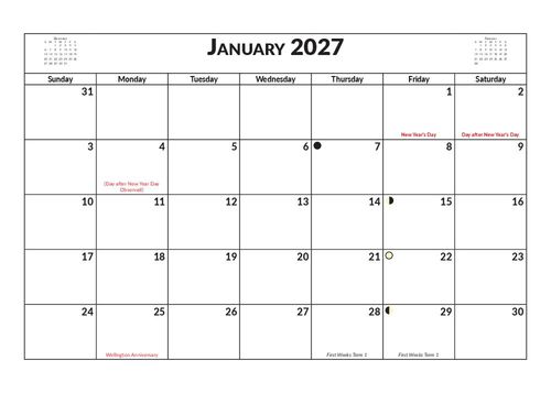 2026 13 Month Calendar A5 NZ Nature