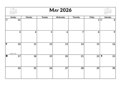2026 13 Month Calendar A4 Abstract