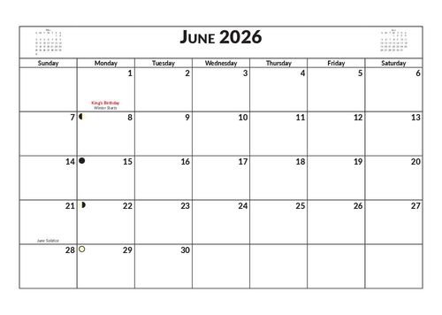 2026 13 Month Calendar A4 Abstract