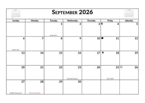 2026 13 Month Calendar A4 Abstract