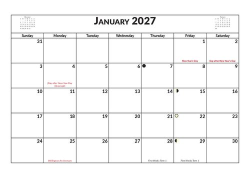 2026 13 Month Calendar A4 Abstract