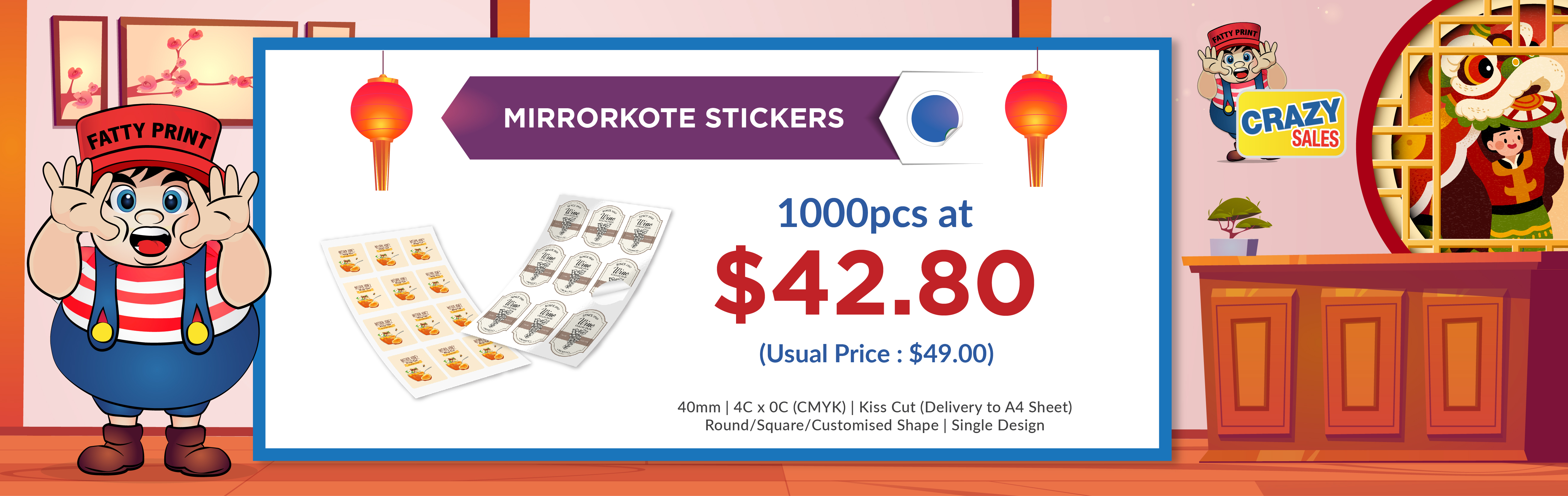 PROMO CNY 2026 - 40MM MIRRORKOTE STICKER CRAZY SALES