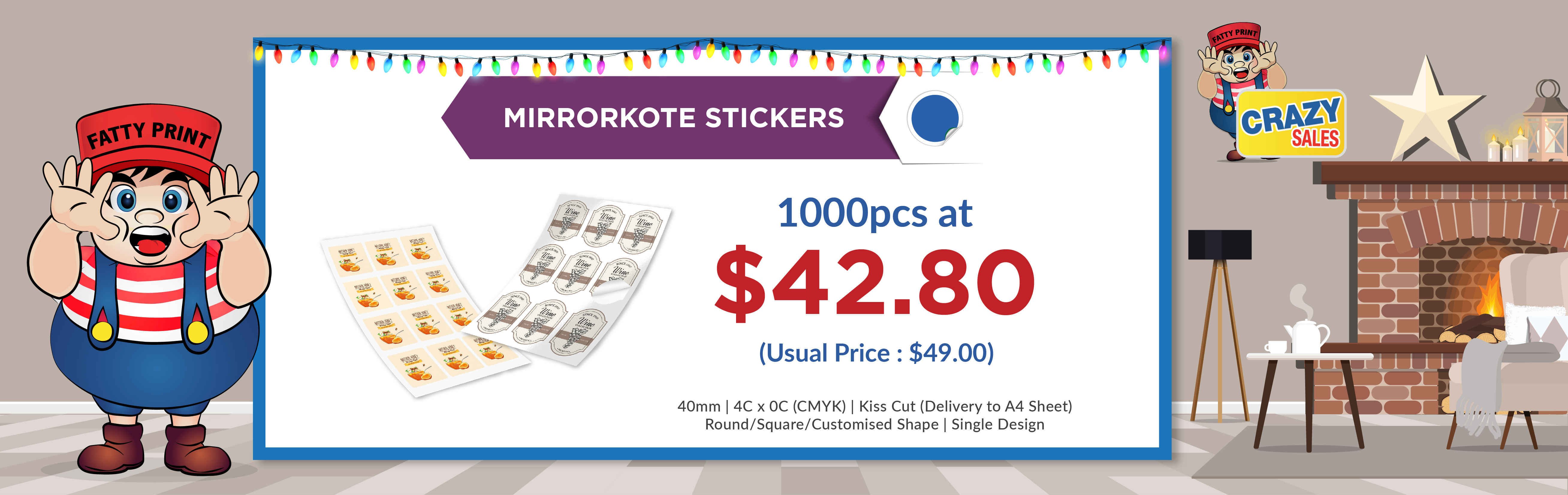 40mm Sticker Crazy Sale New Year 2026