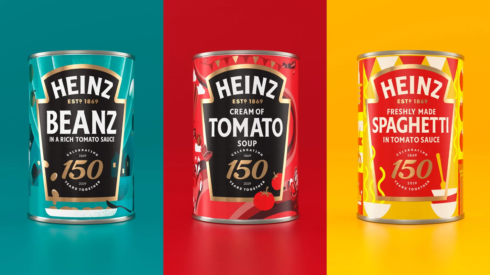 Brightly Coloured Heinz Product Labels