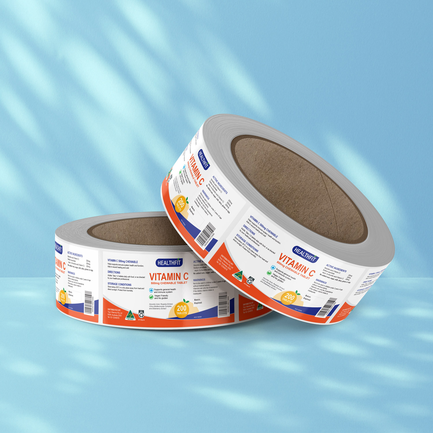 vitamins label printing