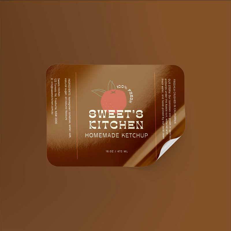 Polypropylene Synthetic Labels Rectangle Ketchup Sticker