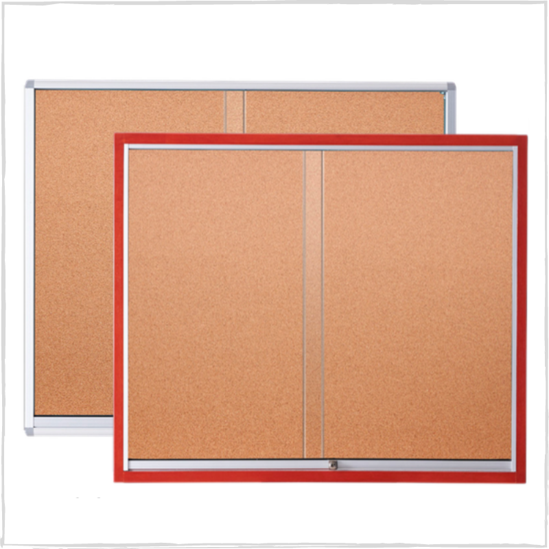 Notice Board - Sliding Glass Classic Wooden Cabinet