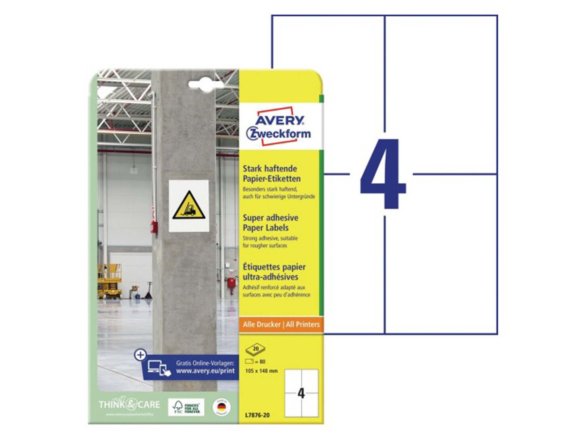 Highly Adhesive Paper Labels (L7876-20)