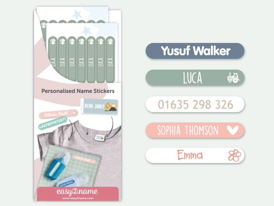 Small Name Labels  – multicolour