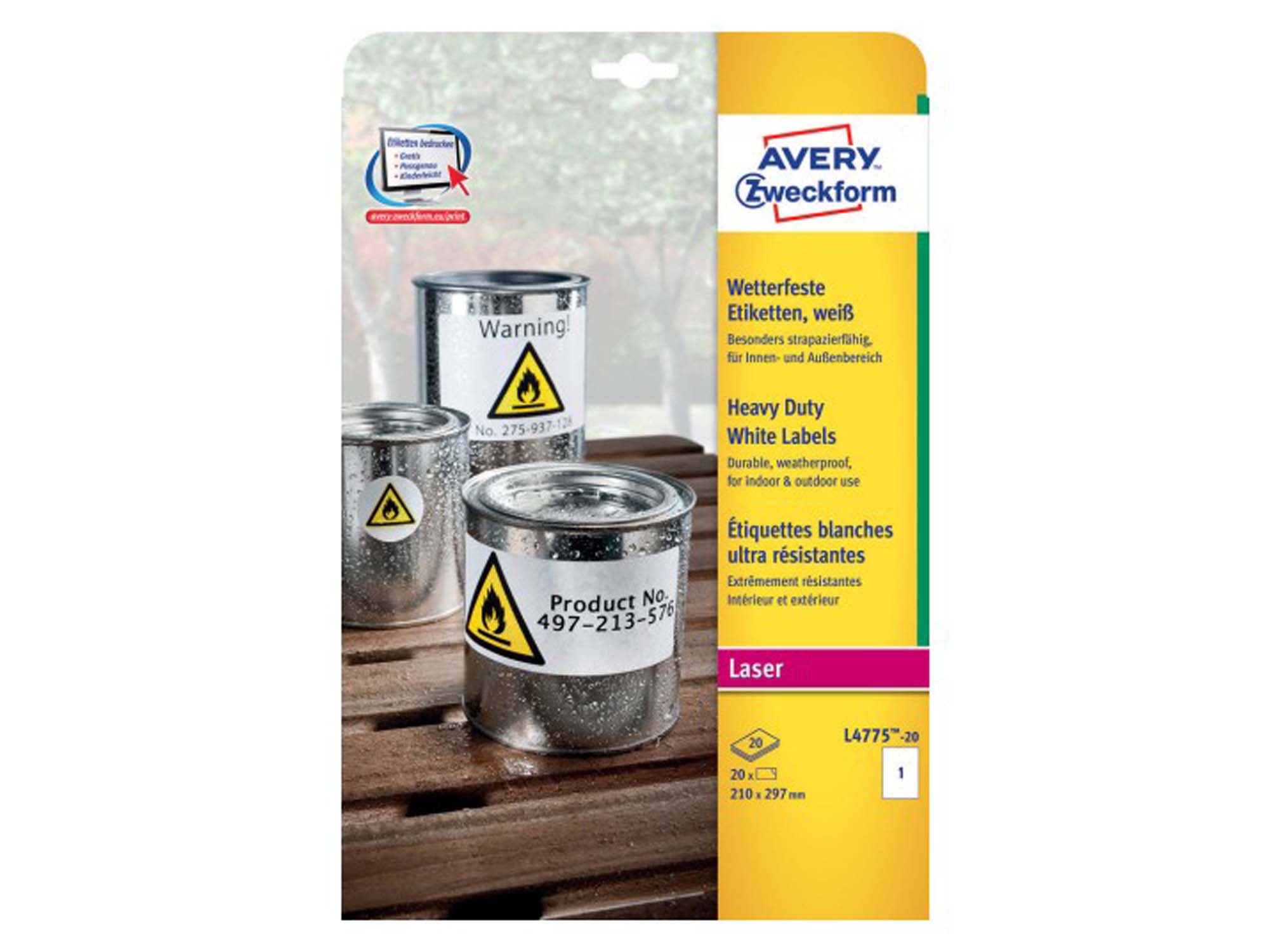 Weatherproof film labels (L4773-20)