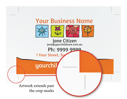 Business card with bleed