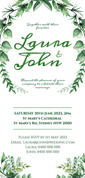 Green Eden Invitation Front