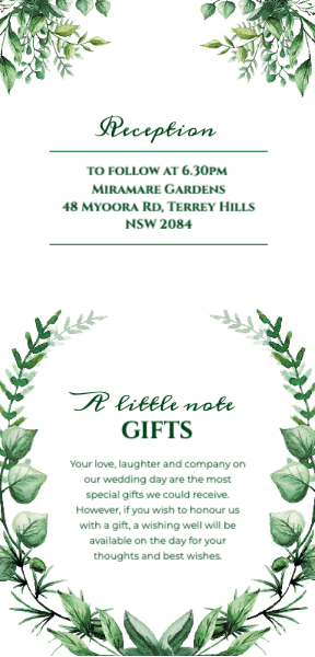 Green Eden Invitation Back