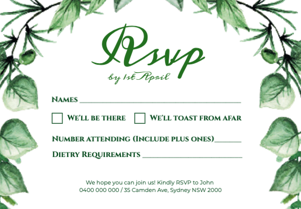 Green Eden RSVP Front