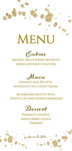 Gold Classic Menu Front