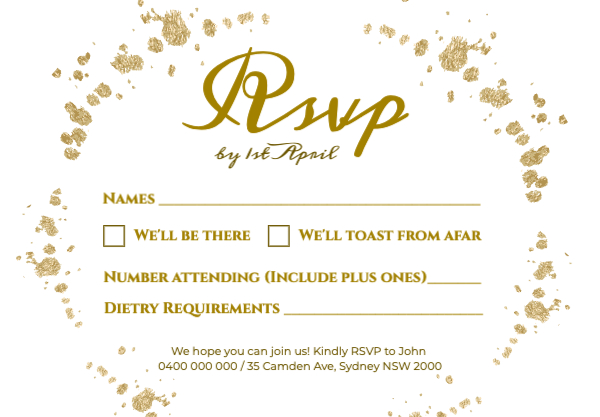 Classic Gold RSVP Front
