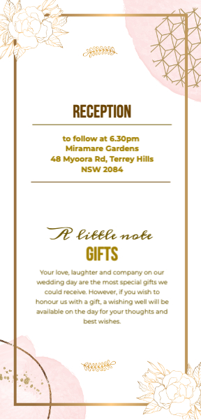 Gold Flower Invitation Back