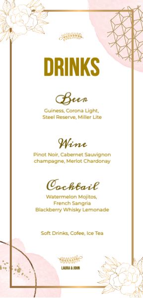 Gold Flower Menu Back