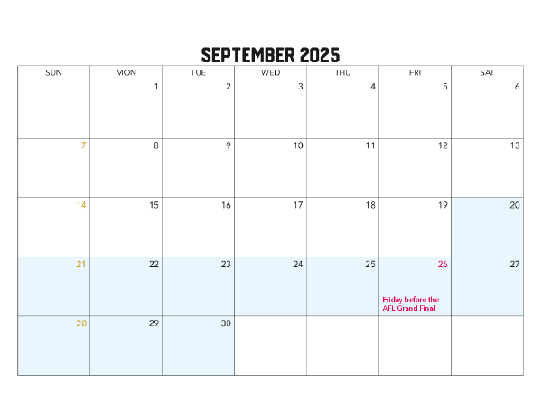 2025-2026 Financial Calendar (VIC) Family Photos