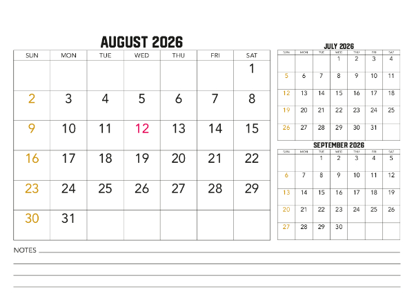 2026 Calendar (QLD)