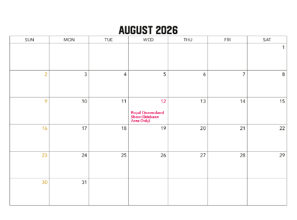 2026 Calendar (QLD) Family Photos