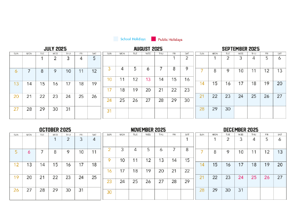 2025-2026 Financial Calendar (QLD) Family Photos