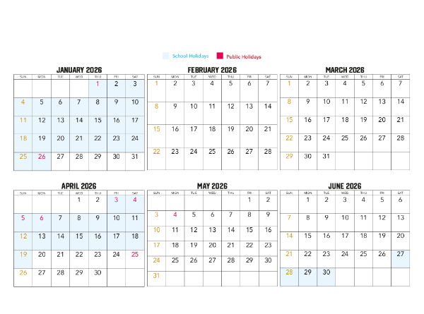 2025-2026 Financial Calendar (QLD) Family Photos