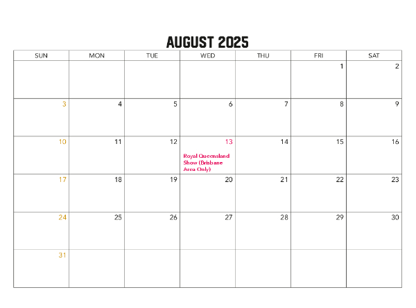 2025-2026 Financial Calendar (QLD) Family Photos