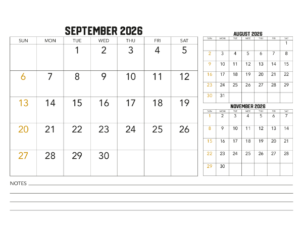 2026 Calendar (Australia Wide)