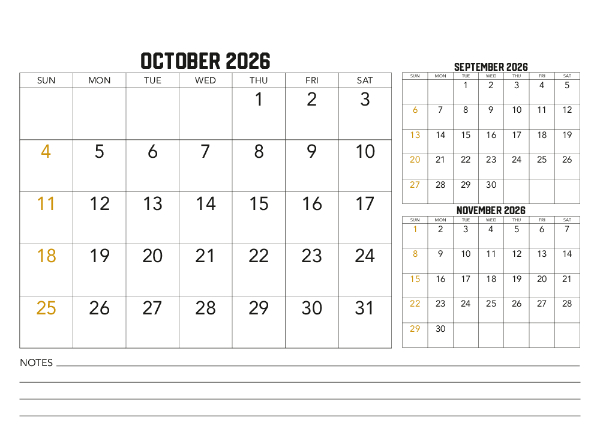 2026 Calendar (Australia Wide)