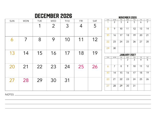 2026 Calendar (Australia Wide)