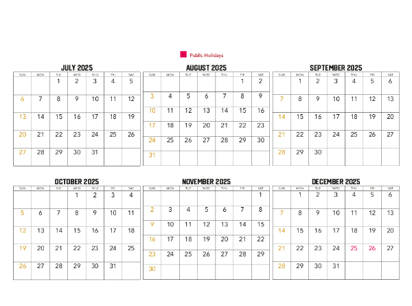 2025-2026 Financial Calendar (Australia Wide)