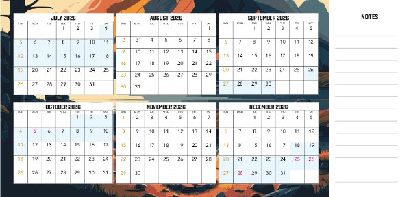 2026 Calendar V2 (NSW) Back
