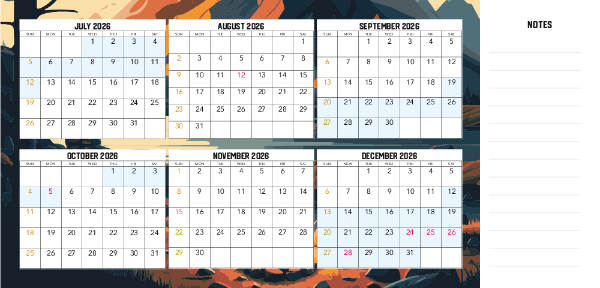 2026 Calendar V2 (QLD) Back