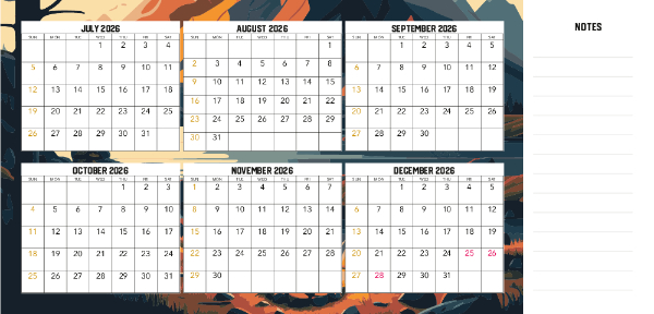 2026 Calendar V2 (Australia Wide) Back