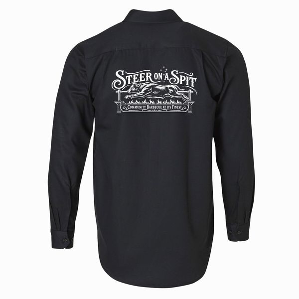 Steer on a Spit Black Workshirt- Logo Only Back Full