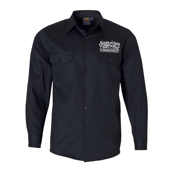 Steer on a Spit Black Workshirt- Nabiac Front Full