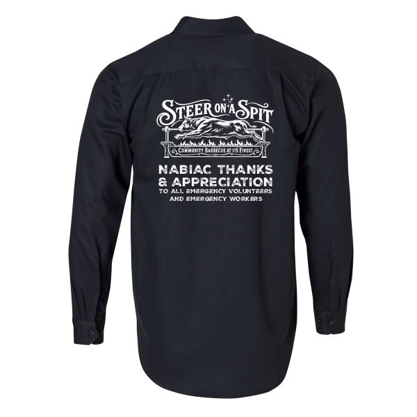 Steer on a Spit Black Workshirt- Nabiac Back Full